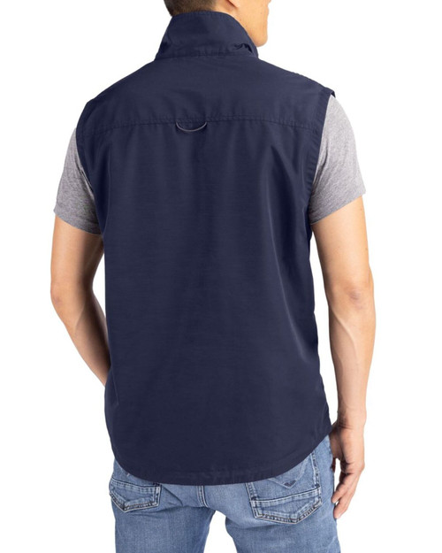 Men's New York Yankees Cutter & Buck Navy Blue Charter Epic Versatility Packable Big & Tall Full Zip Vest