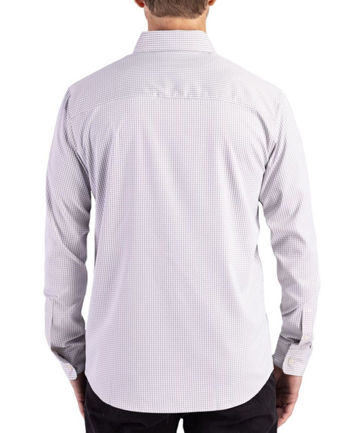 Men's New York Yankees Cutter & Buck Concrete/White Skyline Gingham Big & Tall Long Sleeve Button Down Dress Shirt