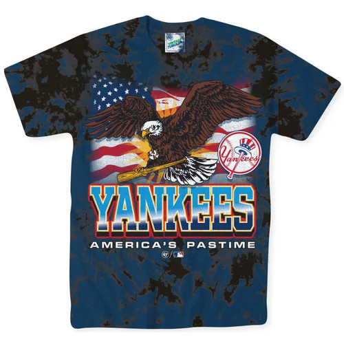 47 Brand MLB NY Yankees T-Shirt In Black With Colour Blocked Infill Logo  for Men
