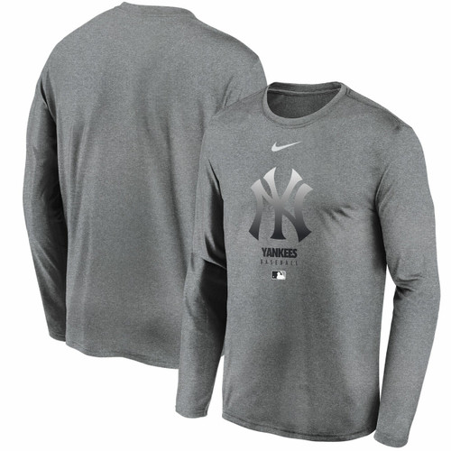 Men's New York Yankees Nike Gray Team Center Performance Long Sleeve