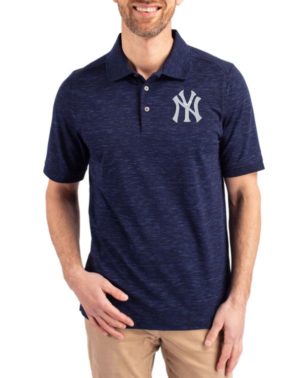 Men's New York Yankees Cutter & Buck Dark Liberty Navy Advantage Tri-Blend Pique Polo