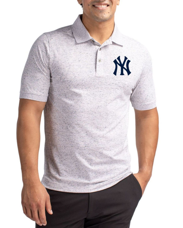 Men's New York Yankees Cutter & Buck Elemental Grey Advantage Tri-Blend Pique Polo