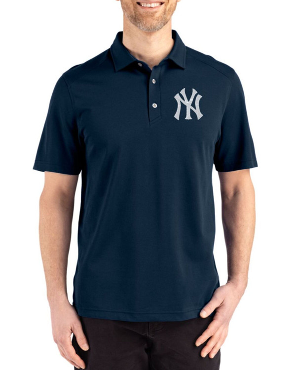 Men's New York Yankees Cutter & Buck Liberty Navy Advantage Refresh Epic Confidence Tri-Blend Pique Polo