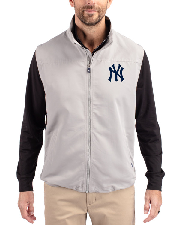 Men's New York Yankees Cutter & Buck Polished Charter Epic Versatility Packable Full Zip Vest