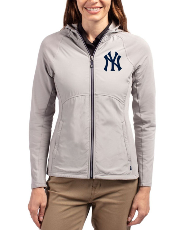 Women's New York Yankees Cutter & Buck Polished Adapt Soft Knit Stretch Hybrid Full Zip Jacket