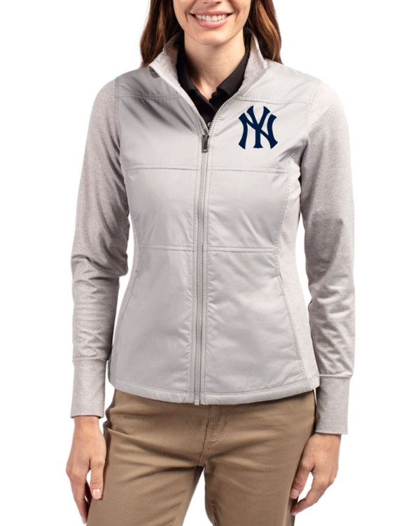 Women's New York Yankees Cutter & Buck Polished Stealth Hybrid Quilted Windbreaker Jacket