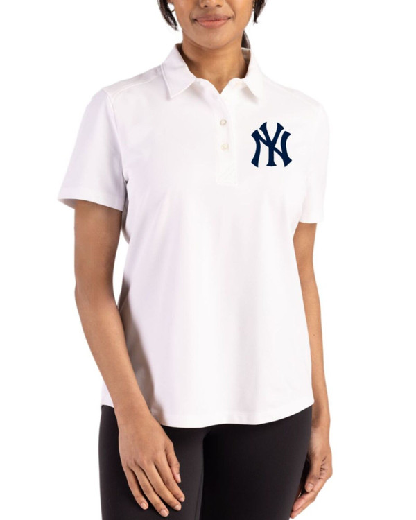 Women's New York Yankees Cutter & Buck White Advantage Refresh Epic Confidence Tri-Blend Pique Polo