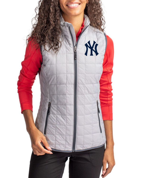 Women's New York Yankees Cutter & Buck Polished Rainier Insulated Puffer Full Zip Vest