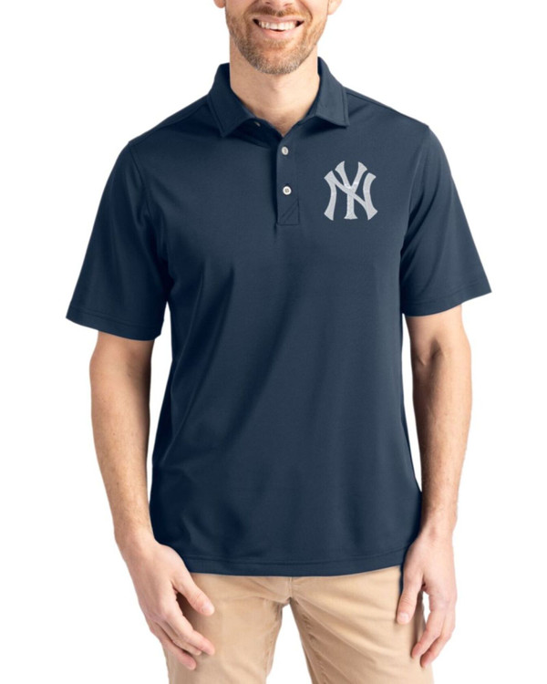 Men's New York Yankees Cutter & Buck Navy Blue Virtue Epic Confidence Pique Big & Tall Polo