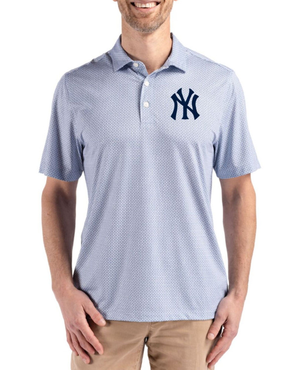 Men's New York Yankees Cutter & Buck Navy Blue Pike Diamond Dot Print Big & Tall Polo