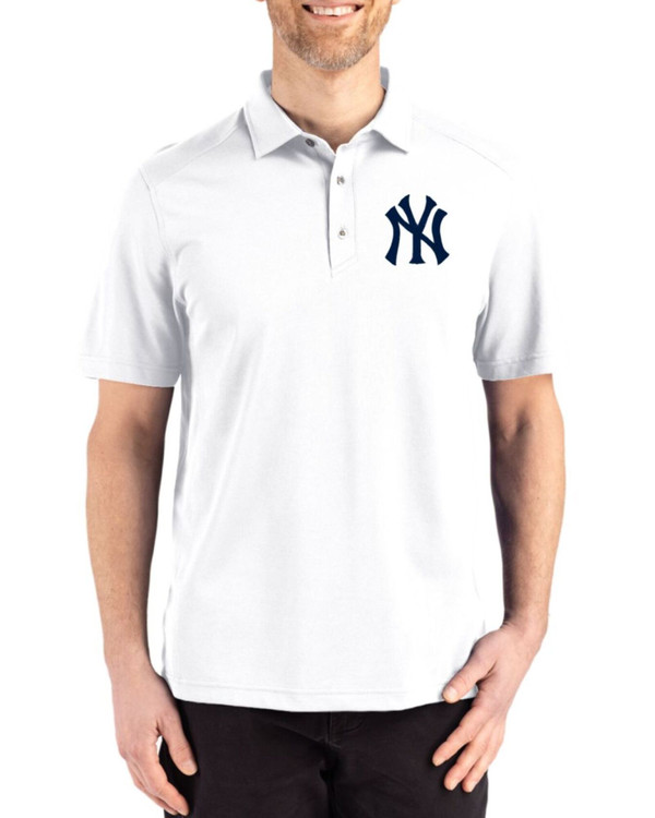 Men's New York Yankees Cutter & Buck White Advantage Refresh Epic Confidence Tri-Blend Pique Big & Tall Polo
