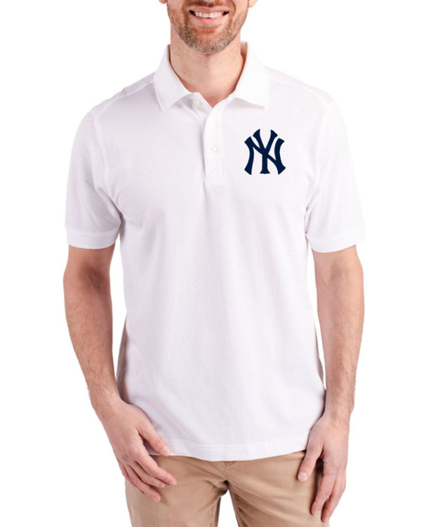 Men's New York Yankees Cutter & Buck White Advantage Epic Confidence Tri-Blend Pique Big & Tall Polo