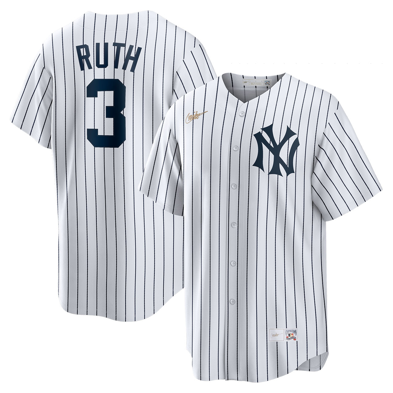 Babe Ruth New York Yankees Majestic Big & Tall Cooperstown Cool Base Player  Jersey - White
