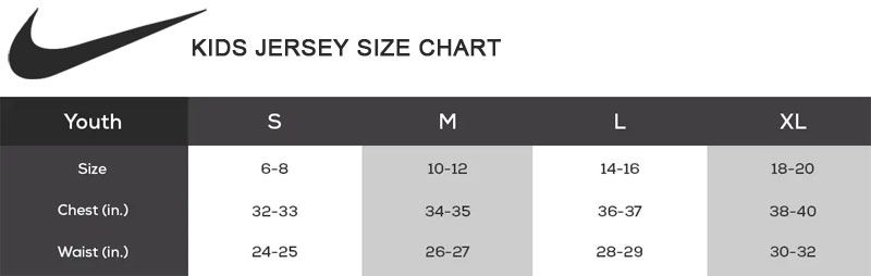 Nike Kids Jersey Size Chart Nike Kids Jersey Size Chart