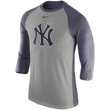 Nike Women's White, Navy New York Yankees Next Up Tri-Blend Raglan 3/4- Sleeve T-shirt
