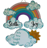 Rainbow Cloud Plaque Baby Announcement, Unfinished Paint by Line Door Hanger