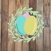 Easter Wreath with Eggs Wood Cutout, Shape, Paint by Line