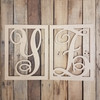 Cursive Rectangle Framed Monogram Letter Wooden Unfinished DIY Craft