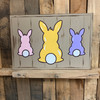 3 Bunnies Seasonal Beaded Board Plaque,  Wooden Cutout, Paint by Line