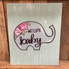 Cute Elephant Beaded Board Plaque,  Wooden Cutout, Paint by Line WS