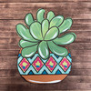 Succulent Plant in Pot, Wall Art, Wood Cutout, Paint by Line