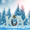 Free Standing JOY with Nativity Yard Art 1/2'' Pine Christmas Decor