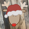 Rudolph Reindeer in Santa Hat, Paint by Line, Christmas Shape, Unfinished Craft Shape