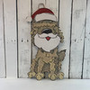 Christmas Labradoodle, Santa Hat Dog  Paint by Line, Christmas  Shape, Unfinished Craft Shape
