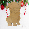 Christmas Yorkie, Santa Hat Dog Paint by Line,  Unfinished Craft Shape