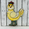 Chicken with Rainboots & Bandana, Paint By Line MDF Wooden Craft, Unfinished Craft