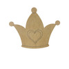 Crown with Heart, Cartoon Shape, Paint By Line MDF Wooden Craft, Unfinished Craft
