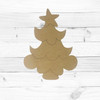 Christmas Tree with Star, Christmas Shape, Unfinished Wood Cutout, Paint by Line