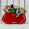 Santa's Bag of Toys, Christmas Shape Unfinished Wood Cutout, Paint by Line