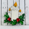 Christmas Candle with Holly & Berries, Christmas Shapes, Unfinished Wood Cutout, Paint by Line