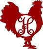 Monogram Letter, Rooster Wooden - Unfinished  DIY Craft