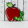 Apple with Worm 2, Craft Unfinished Wood Shape, Wood Cutout