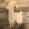 Llama With Christmas Hat, Unfinished Cutout, Craft Wood Shape