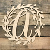 Cursive Monogram Letter Wreath,  Unfinished DIY Craft