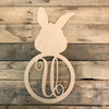 Wood Bunny Cursive Monogram Wall Decor Paint-able Cutout