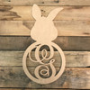 Wood Bunny Cursive Monogram Wall Decor Paint-able Cutout