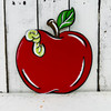 Apple with Worm Cutout, Unfinished, Paint by Line