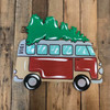 Retro Van with Christmas Tree Cutout, Unfinished Shape, Paint by Line