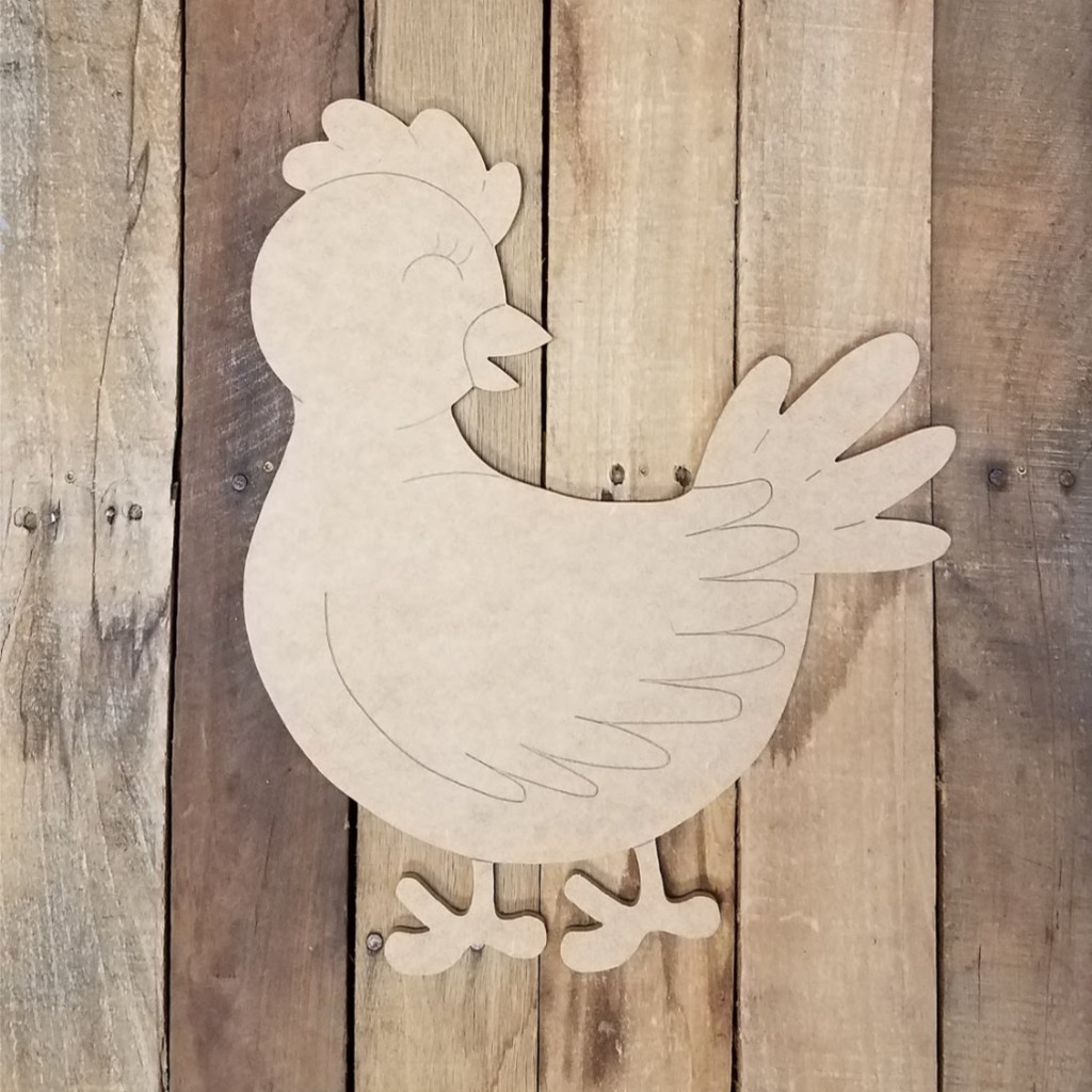 Farmhouse Chicken Engraved Cutout Farm Animal Paintable Shapes
