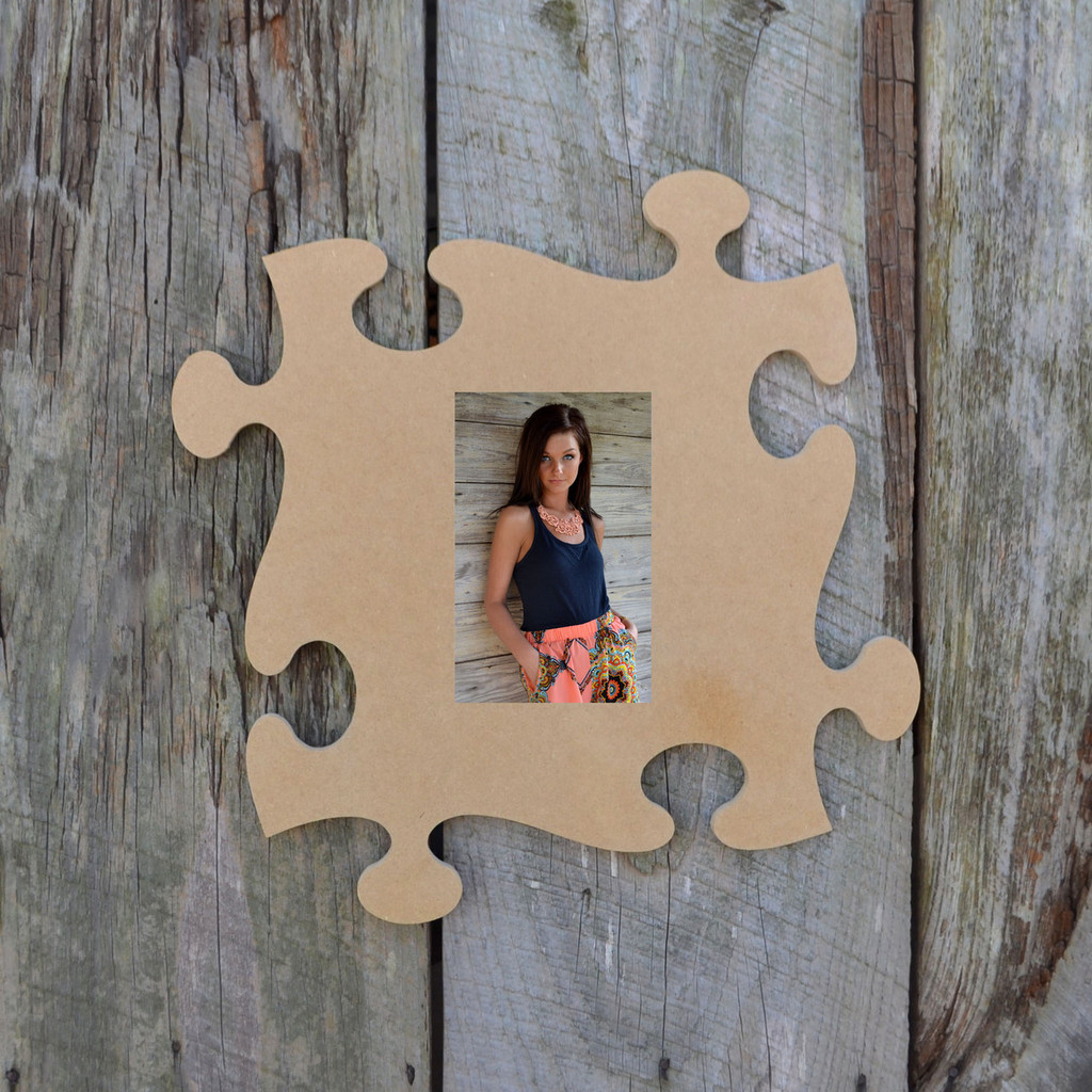 Unfinished Whimsical Picture Frame Wooden Paintable Wood Art Style Puzzle