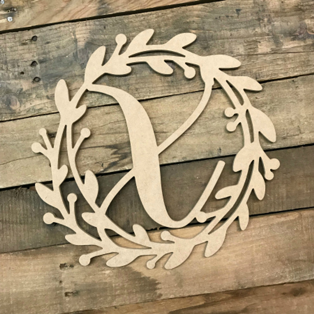 Cursive Monogram Letter Wreath Unfinished Diy Craft Build A