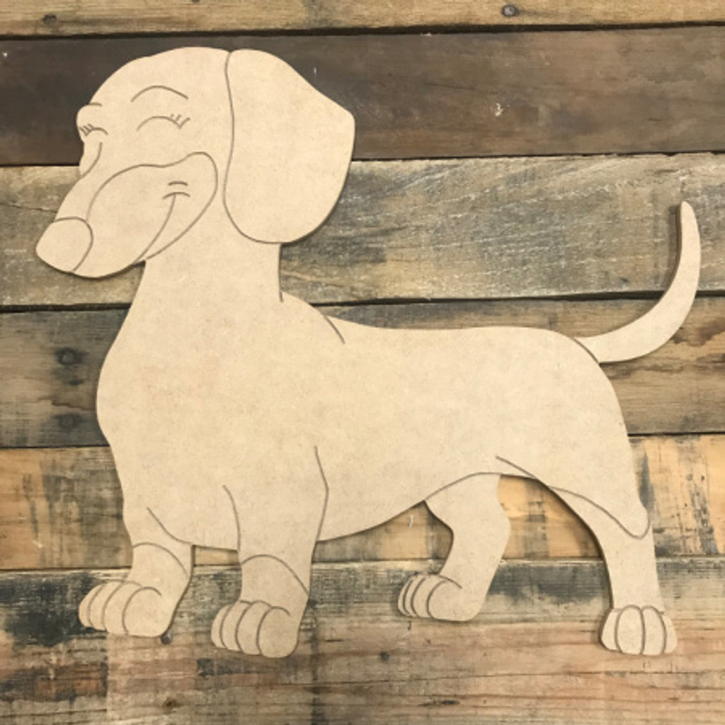 Weenie Dog, Unfinished Wooden Cutout Craft, Paint by Line - Build-A