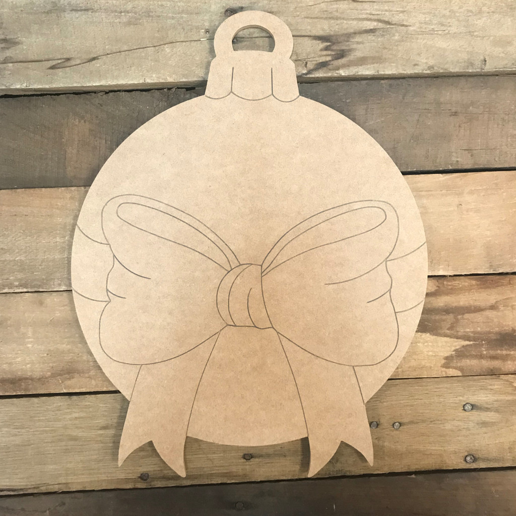 Ornament with Bow, Unfinished Wooden Craft, Paint by Line - Build-A