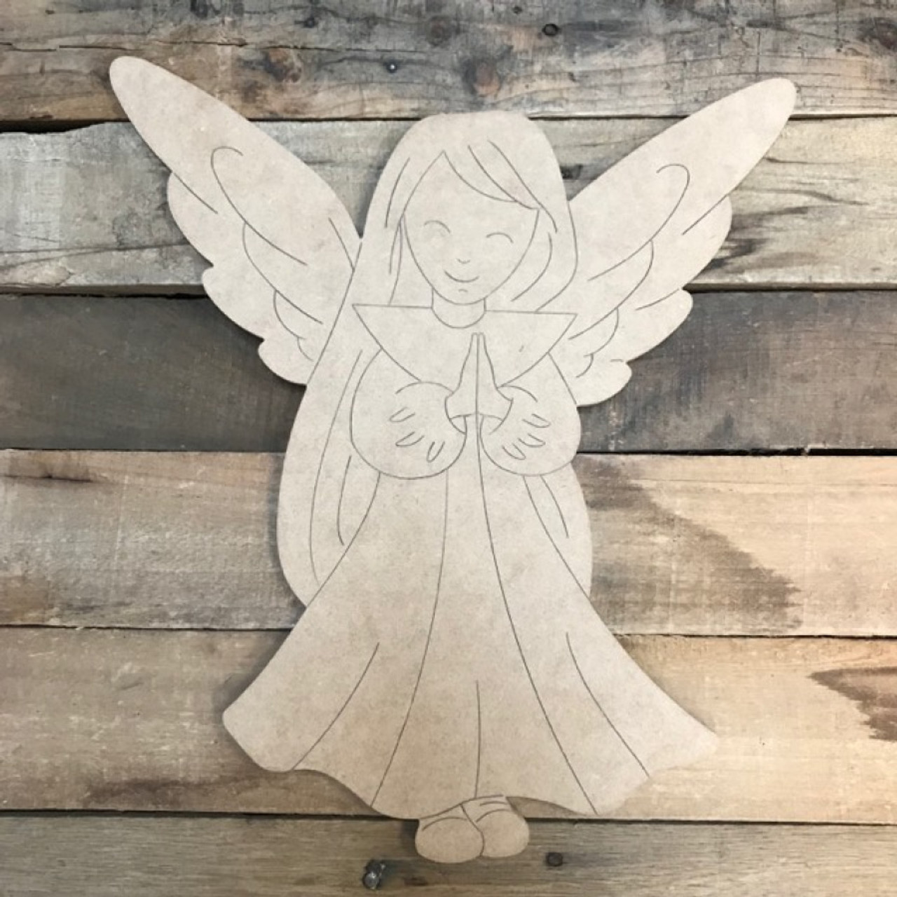 Buy Praying Angel Wooden Cutout, Unfinished Wood, Paint by Line buy-praying-angel-wooden-cutout-unfinished-wood-paint-by-line