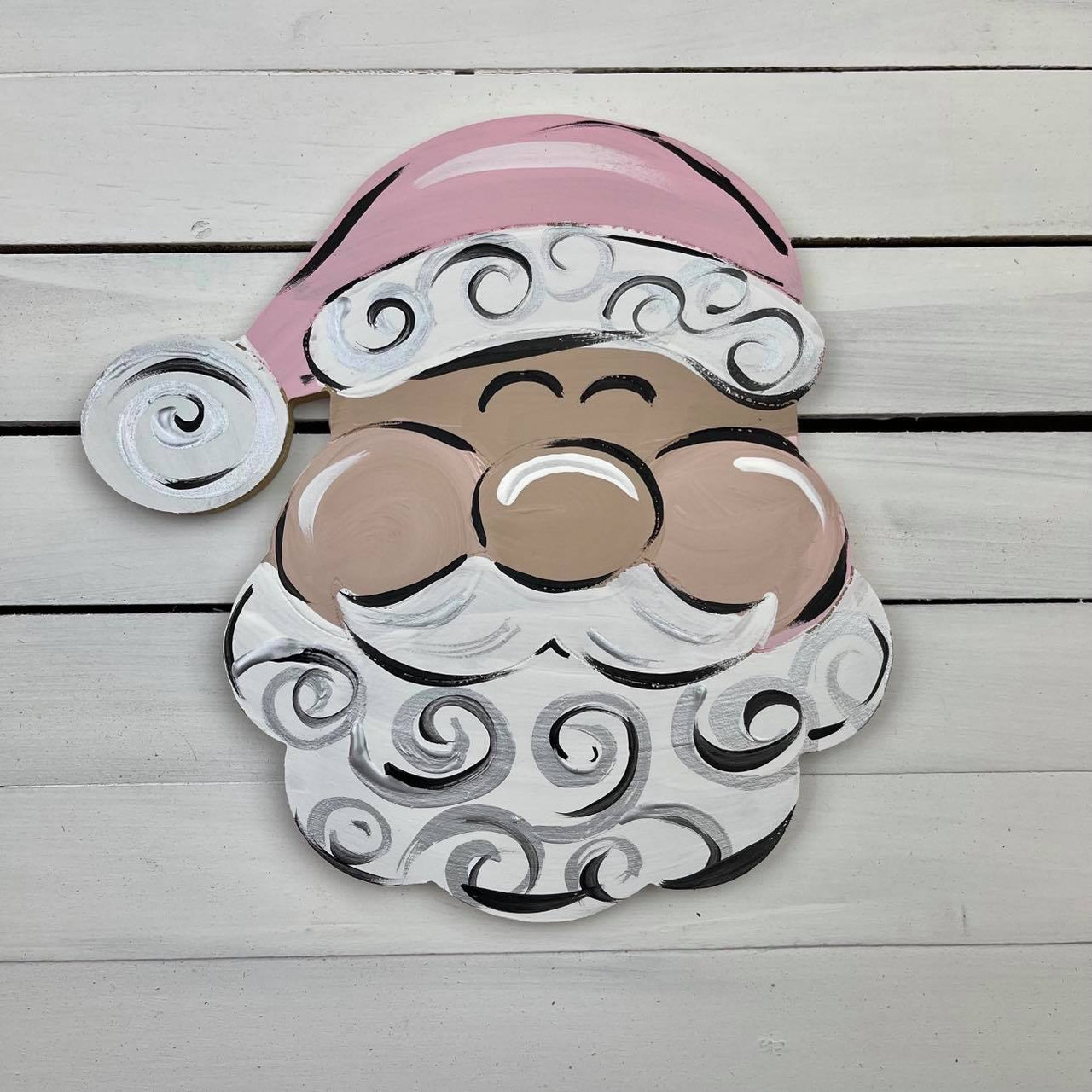 Christmas Santa head Unfinished Paintable Wooden Craft