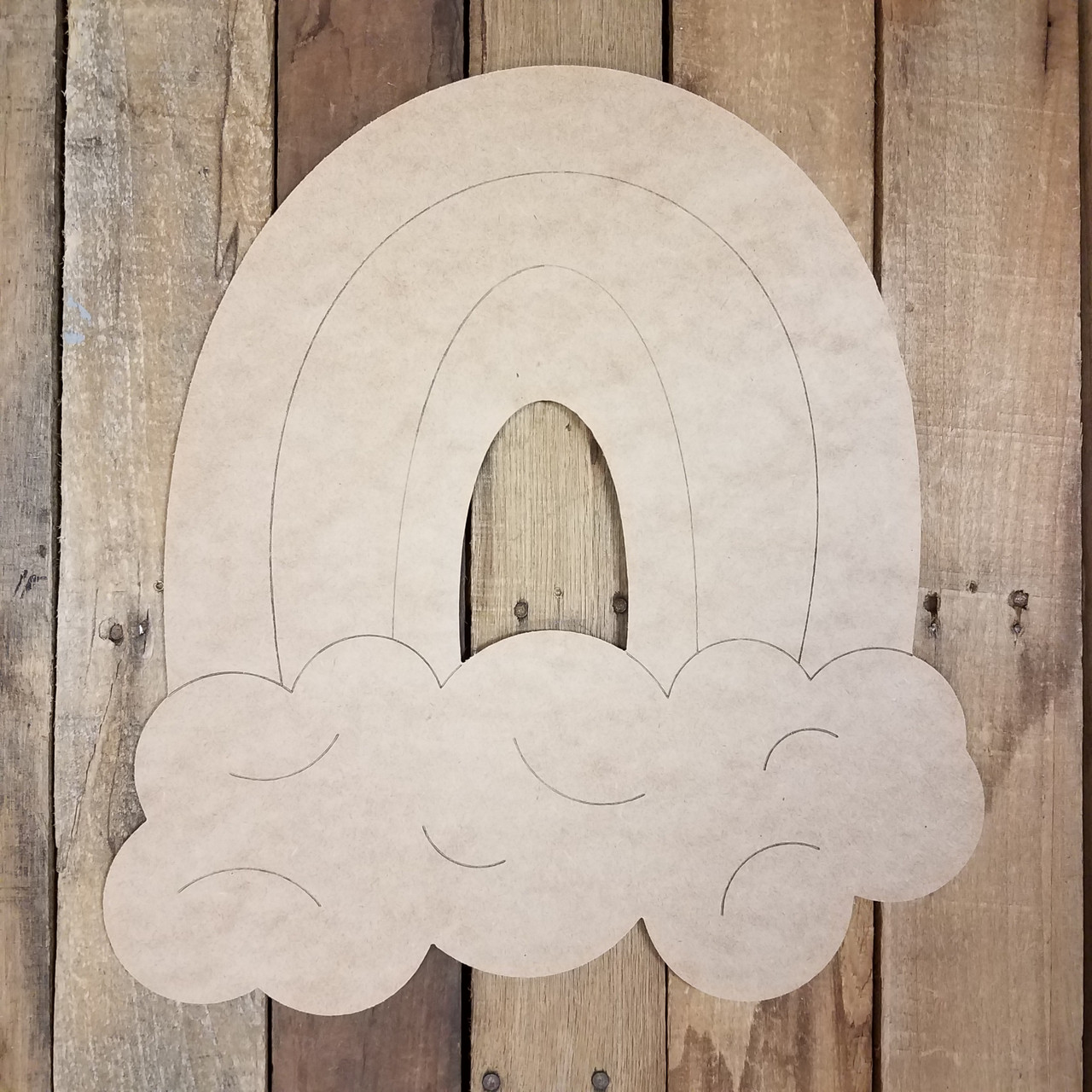 Rainbow with Clouds, Kids/Nursery Room Craft Shape, Paint By Line MDF Wooden  Craft, Unfinished Craft, DIY Craft Art, 